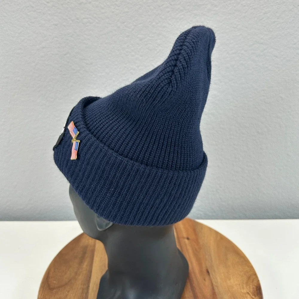 Decky US Air Force Retired Beanie Navy‎ Blue Knit Hat Military Veteran Pin USA